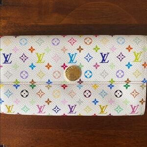 Authentic Louis Vuitton Sarah White Multicolor Wallet